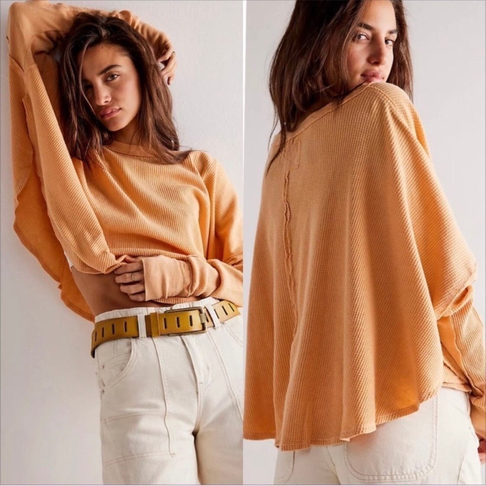 Free People We The Free Microphone Thermal Long Sleeve Tee NWOT Size Medium